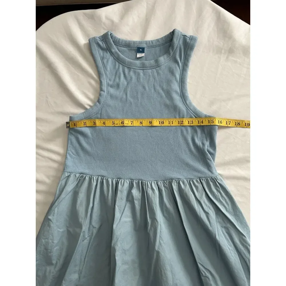 Old Navy Boho Tank Top Full Skirt Midi Dress Womens Size XL Blue Classic Comfort